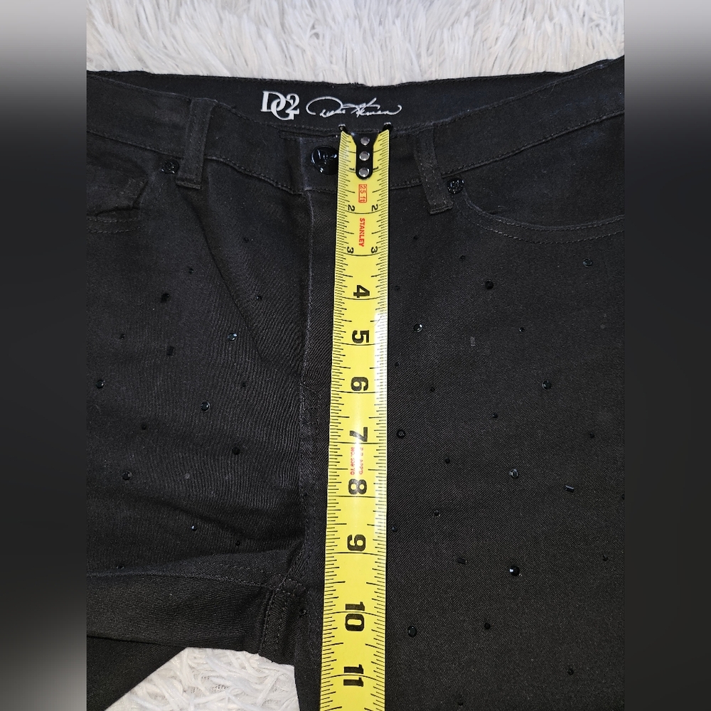 DG2 by Diane Gilman Black Skinny Jeans with Black Rhinestone Accents Womens 4 - Picture 6 of 9